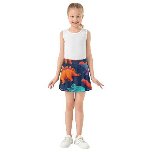 Joisal Athletic Shorts Girls Skorts Colorful Dinosaurs Dark Blue Kids Tennis Skirts Summer Teen Skirt 3t3