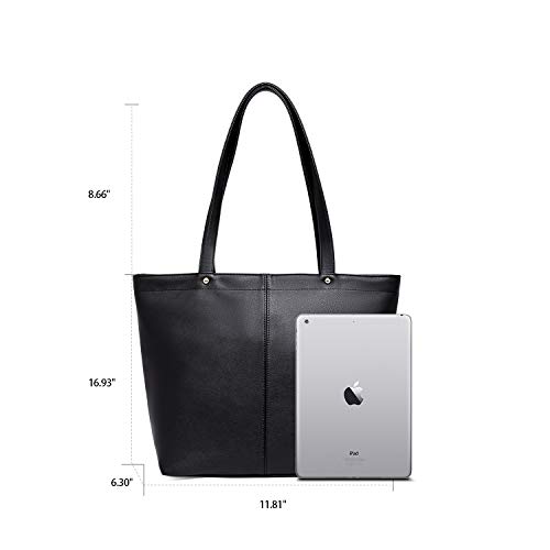 BROMEN Women Handbags Soft Leather Tote Shoulder Bag Work Purses and Handbags for Office Lady Black
