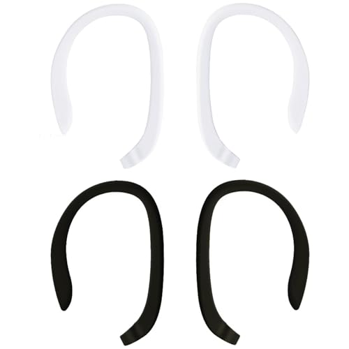 WOLMIK 2 Pairs Anti-lost Ear Hooks, Silicone Secure Earhooks for Airpod 4/3/2/1, For Sports Running Activities Exercise (Black, White)