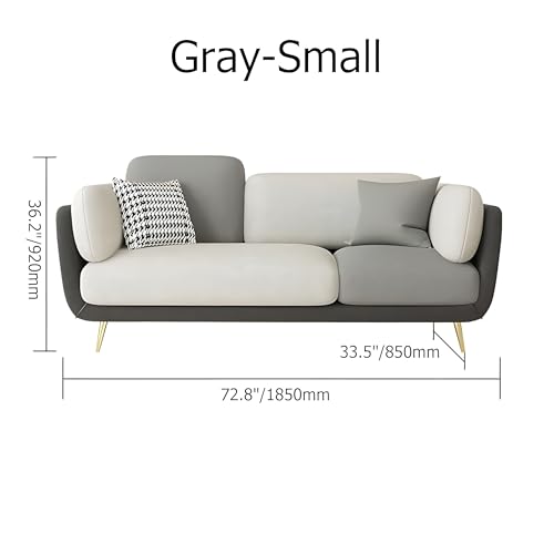Image of Velvet Contemperory Sofa Couch with Cushion Chaise Lounge Sectional Perfect for Living Room & Bedroom Guests Home & Office (3 Seater Dark Grey & Cream)