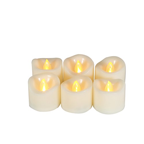 Image of CANDLE CHOICE Battery Operated Flameless Tea Lights Votives Realistic Flickering Fake Electric LED Tealight Candles Set for Halloween Christmas Party Wedding Decorations Batteries Included 6 Pack