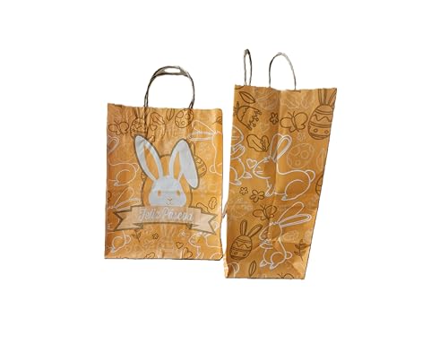 10 Sacola de Papel para Pascoa Presentes Ovo de Pascoa - Sacola com Alça Tamanho Grande (LARANJA)