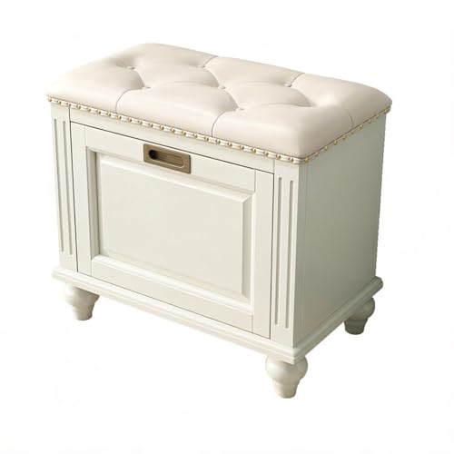 Banc de rangement à chaussures rembourré en bois noble au design rectangulaire chic