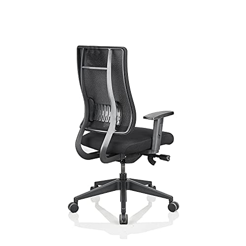 Image of Featherlite X-5 Nylon Medium Back Office Executive Chair with Seat Slide, 3 Way Adjustable Arms, Adjustable Lumbar Support (Black)