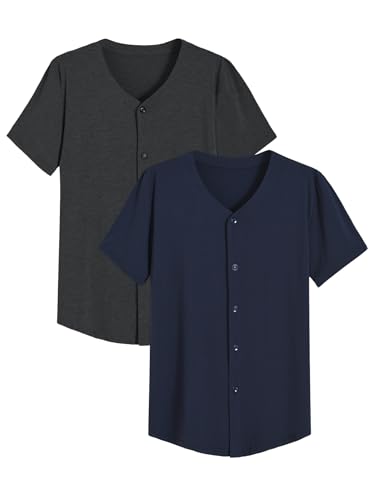Image of Latuza Men's Bamboo Viscose Button Down Pajama Shirt 2 Pack