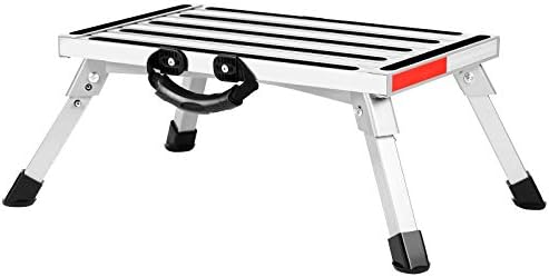 Artist Hand RV Steps, Heavy Duty Aluminum Stool with Anti-Slip Surface, Rubber Feet, Handle, Folding Work Platform Bench Step Ladder for Washing Vehicles, Cleaning Windows, Decorating, 440LB Capacity
