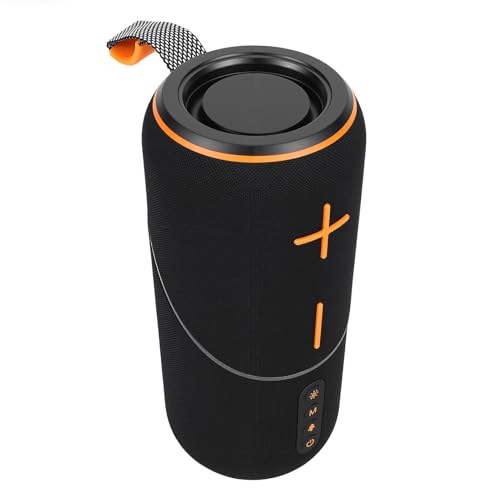 Jectse Altavoz Bluetooth Portátil, Altavoz Inalámbrico Estéreo de Graves Potentes de 20 W con Luz Colorida, Altavoz Exterior Ligero Recargable de 3000 MAh para Regalo de Fiesta en la (Black)