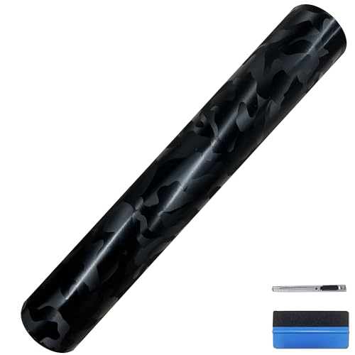 NewL - Adhesivo de Vinilo Negro de Fibra de Carbono Forjado, con liberación de Aire, sin Burbujas, calcomanía autoadhesiva para Coche, Moto u Otro vehículo (Camuflaje y Negro, 30 x 100 cm)