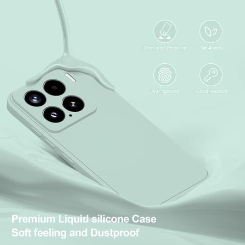Image of DIZORO Compatible with Mi Xiaomi 15 5G Back Cover case with Upgraded Square Edges for Camera Protection Shockproof Flexible Matte Liquid Silicone Mobile Phone Case - New Mint