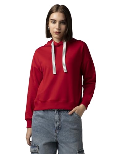 Image of FYLTR Women's Casual Hoodie with Stripe Tape - Rib Hem & Cuff | Drop Shoulder | Sweatshirts for Women | Winter Hoodie for Women