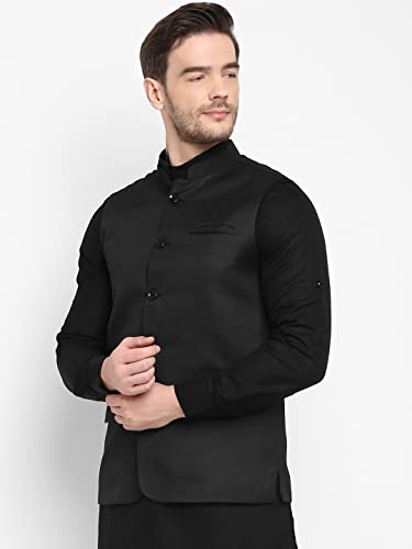 Image of hangup Men's Printed Cotton Nehru Jacket /waist coat, color Green. Size 38 (170A PrintedDup Nehru)