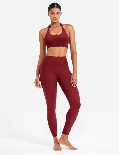 Image of YEOREO CoreFlex Women Halter Sports Bra Workout Seamless Padded Basic Bra Open Back Yoga Gym Crop Top