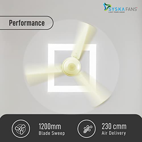 Image of Syska Powertec SFR500-5 Star BLDC Rated BEE Certified Energy Efficient 30 Watt High Speed Fan 1200MM (IVORY)