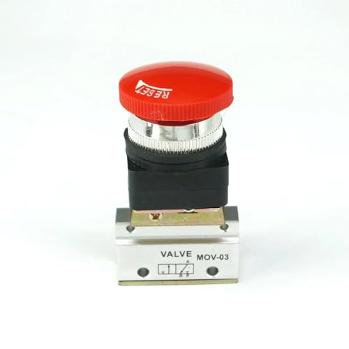 Válvula mecánica MOV-03 G1/8 de 3 vías con botón de seta roja 2