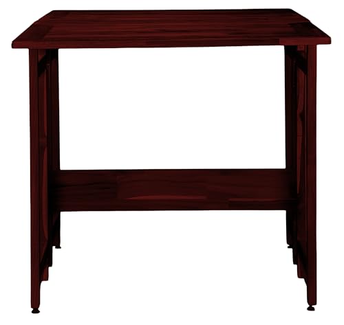 Image of Dawn Riser Two-Side Folding Teakwood Table - Space-Saving Design, Sturdy, Adjustable Levelers, Multi-Purpose Dining, Work, Study, Easy Assemble, Compact Indoor Outdoor Use - DIY Model - Mahogany