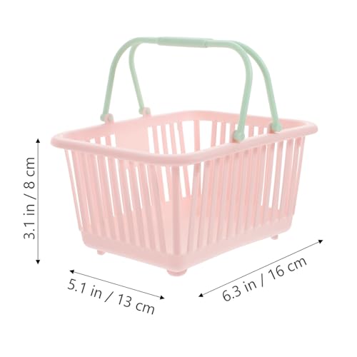 Cestas de plástico rosa con asa organizadoras compactas ligeras pack 3 3