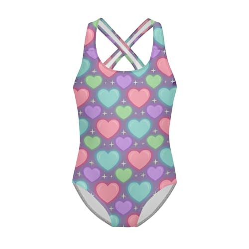Image of Girls One Piece Swimsuit 3D Sequin Glitter Cross Back Quick Dry Sparkly Bathing Suit for Beach Pool 5-14Y