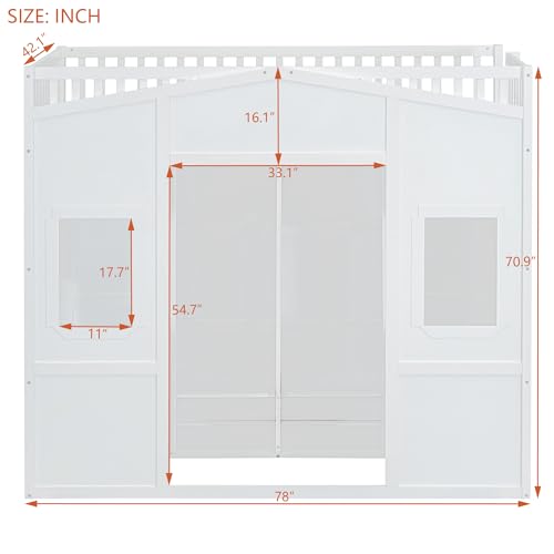 Playhouse-Design-Full-Size-Loft-Bed-with-Built-in-Wardrobe-and-Safety-Guardrail-for-Kids-Boys-Girls-Solid-Wood-Loft-Bed-Frame-with-Ladder-and-Windows-Space-Saving-White-4F-Full Playhouse Design Full Size Loft Bed with Built in Wardrobe and Safety Guardrail for Kids Boys Girls Solid Wood Loft Bed Frame with Ladder and Windows Space Saving White 4F Full