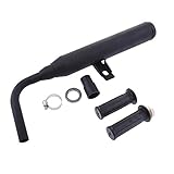  Almencla Métal 40mm Moto Racing Silencieux D\'échappement Silencieux Tuyau + Guidon Grips 7/8-inch 22mm pour Yamaha PW50 PW 50 (Noir)