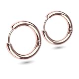 [Adelina Style] リングピアス フープピアス メンズ レディース 人気 幅3mm つけっぱなし 小さめ 18G 1ペア サージカルステンレス ピアスリング 金属アレルギー対応 (ステンレス ローズゴールド 内径10mm)