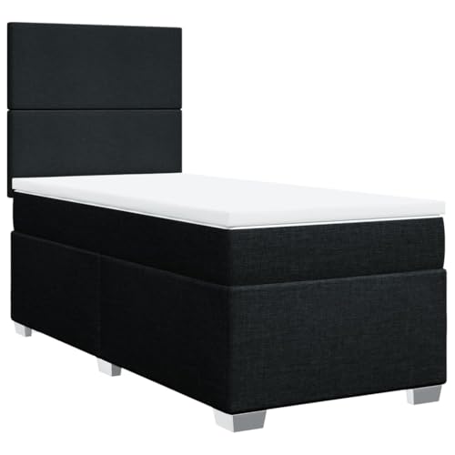 Bodenbettrahmen Tagesbett,Boxspringbett mit Matratze Schwarz 90x200 cm Stoff,Tagesbett für Kleine Räume, Gästezimmer, Schlafzimmer – Bild 4