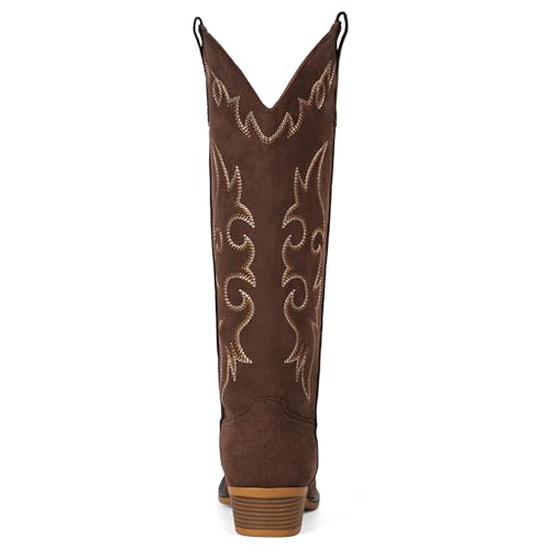 Image of Suede Cowboy Boots for Women Knee High Western Cowgirl Boots