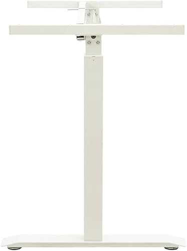 Miniatura 5 de vidaXL Marco de escritorio de pie ajustable manual, manivela, ancho y altura ajustable, acero al carbono, color blanco, adecuado para uso en oficina