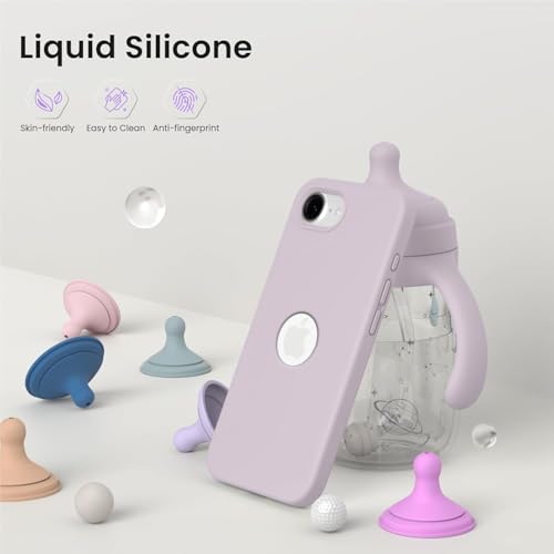 Image of Elzzi Microfiber Logo Cover Compatible for iPhone 16e Case Liquid Silicone Cases Full Body 4 Layer Protective Covers Shockproof Back Cover (Light Lilac)