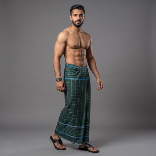 Image of Men's Cotton Lungi | Soft Breathable Wrap Around Lungi | Comfortable Daily & Home Wear for Men