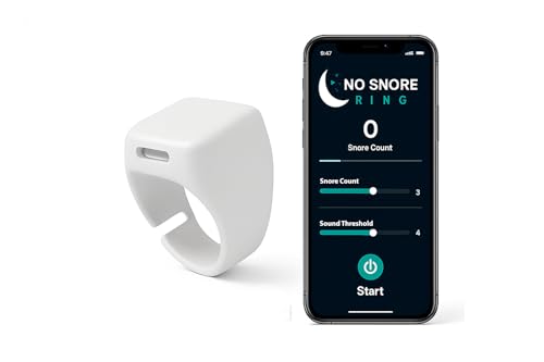 No Snore Ring, Smart Anti-Snoring Device with App Control, Comfortable One-Size Design, White