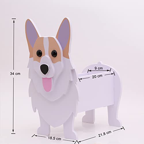 Gochoi Small Corgi Gifts Dog Planter,PVC Animal Plant Pots Outdoor Indoor Garden Planters for Succulent,Cute Rectangular Plant Flower Pots Decor S Corgi - Image 4