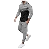Generisch Jogginganzug Herren Trainingsanzug Sportanzug Waffel Soft Bequeme Outfit Langarm Hoodies...