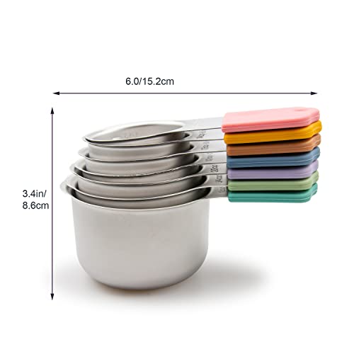 Magnetic Measuring Cups Set, 7 Pieces 18/8 Stainless Steel Stackable Nesting Heavy Duty Measuring Cups, kitchen Tools, Perfect for Dry and Liquid Ingredients, Dishwasher Safe (Muticolour, 7 set) - Image 4