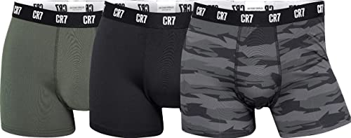 CR7 Men's 3-Pack Microfiber Trunks, Moss Green, Black, Camou, Double X Large (8111492403)