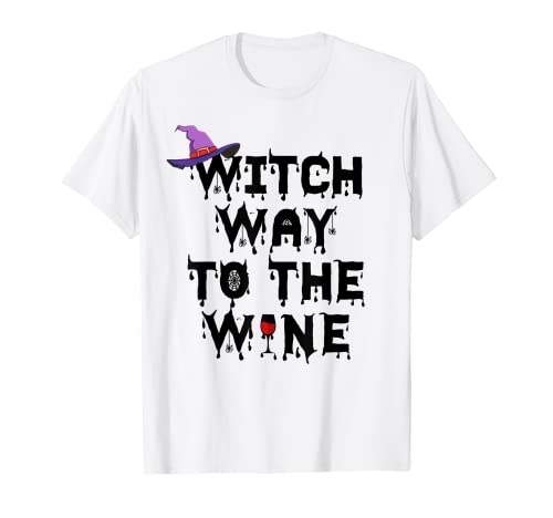 Witch Way To The Wine - Camiseta divertida para Halloween, regalo de vino de bruja Camiseta