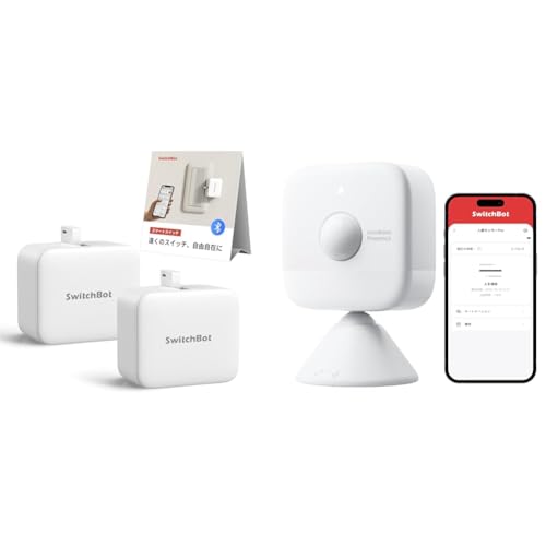 �y�Z�b�g�����zSwitchBot �X�C�b�`�{�b�g �X�C�b�` �{�^���ɓK�p �w���{�b�g �X�}�[�g�X�C�b�` �Ɠd���X�}�[�g�� �X�}�z�ŉ��u���� �z���C�g 2���� + �l���Z���T�[Pro Alexa �Z�L�����e�B Google Home Siri LINE�ɑ�