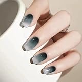 BHIDENAW ネイルチップ ショート 24枚入 人気 和風 かわいい シンプル おしゃれ 成人式 結婚式 パーティー 日常生活に使用できます 花嫁ネイル 光沢 つけ爪 両面テープ ウッドスティック (一目惚れ T2, M)