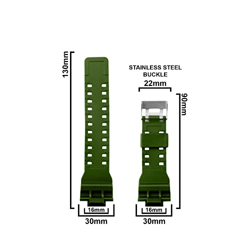Image of DBLACK ''CDS3'' 16MM Resin Watch Strap / / Compatible With ''CASIO'' G-SHOCK GD-120 / GA-100 / GA-110 / GA-100C & Other Watches (Green)