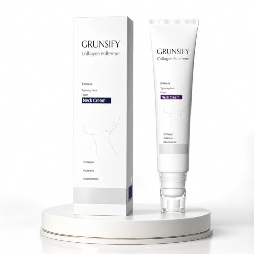 Image of Grunsify Collagen Fullerene Neck Cream With Roller, Magic Collagen Fullerene Neck Cream, Firming & Tightening With Collagen Peptides, Retinol & Hyaluronic Acid, Reduces Wrinkles & Double Chin