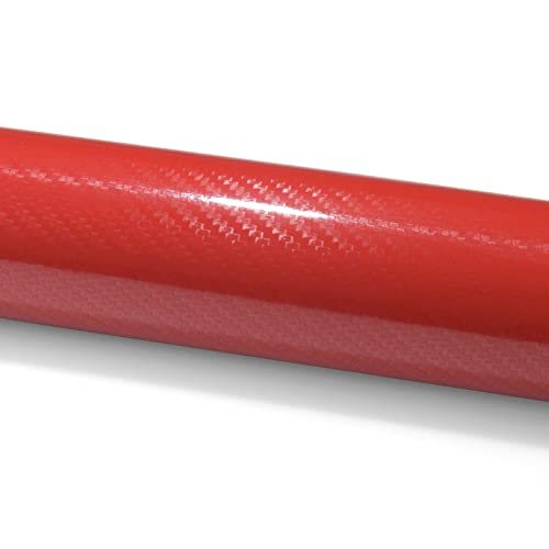 12"X60" (1Ftx5Ft) Red 5D Carbon Fiber High Gloss Vinyl Wrap Sticker Diy Decal Car Auto Vehicle Film Sheet Bubble Free Air Release Self Adhesive Peel And Stick Technology Free Tool Kit #TOP2