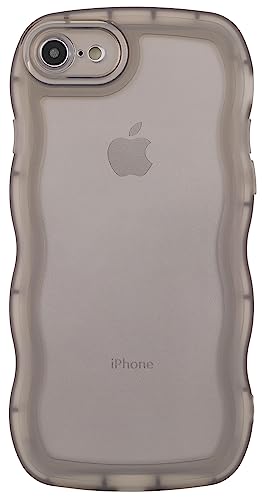 Image of Compatible with iPhone SE /7 /8 Case 4.7 inch, Cute Kawaii Curly Wave Frame Shape Soft Silicone Shockproof Protective Phone Cover for Women Girls, Clear /Black