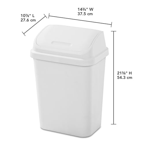 Sterilite Swing Top Wastebasket, Trash Can, 7.8 Gallon, White, 6-Pack - image 4