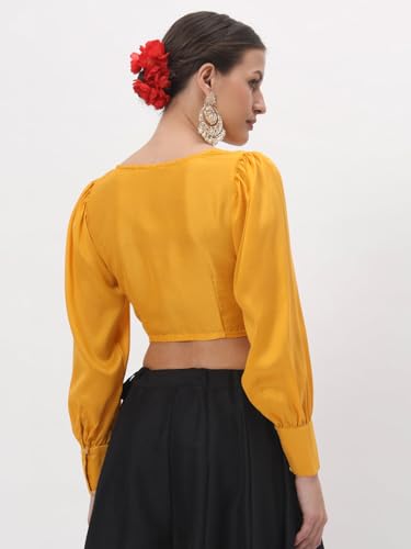 Image of studio rasa Chroma Button Down Shirt Style Blouse Crop Top for Women Girls Casual Party