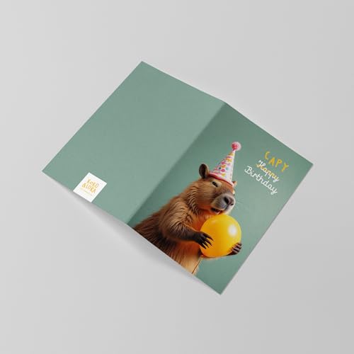 Koko Lora Capy Birthday • Lustige Geburtstagskarte mit Capybara • Happy Birthday Karte zum Geburtstag mit Umschlag