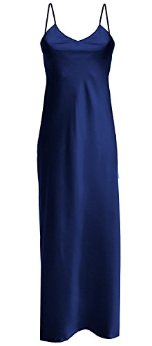 DKaren - Chemise de nuit longue Iga - satin - Femme - Large (12 UK) - Bleu marine Cover