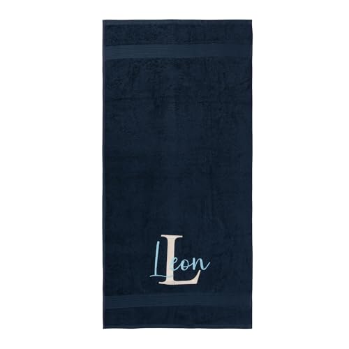 Handtuch bestickt mit Monogramm Großbuchstabe Initiale und Name personalisiertes Saunahandtuch Geschenk Geburtstag Frau Badetuch Duschtuch Mann Waschlappen Gästetuch mit Personalisierung Bestickung