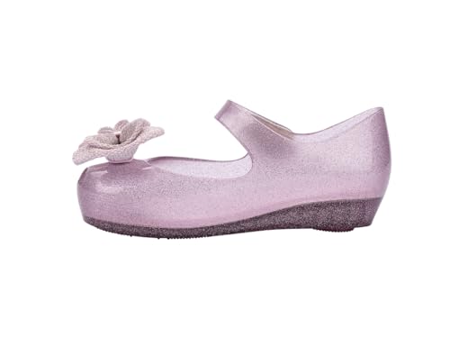 mini melissa Ultragirl Collection Mary Jane Flats for Toddlers and Babies - Comfortable & Cute Peep Toe Jelly Flat Shoes with Transparent Upper and Small Bow for Little Girls