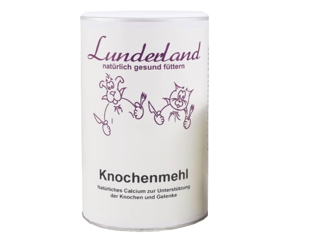 Lunderland Knochenmehl 700g Ergänzungsfuttermittel für Hunde und Katzen I Natürliches Calcium zur Unterstützung der Knochen und Gelenke I 100% Knochenmehl