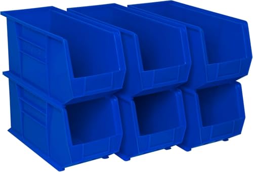 Akro-Mils 30265 Akrobins Plastic Storage Bins, Space-Saving Stackable Bins For Garage, Pantry, Craft Organization, 45.72 Cm X 8.212.7 Cm X 22.86 Cm, Blue, 6-Pack