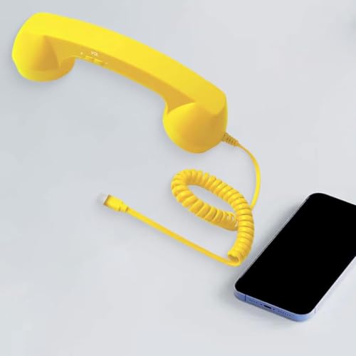 Image of Retro Phone Handset Phone Receiver for Mobile Meetings All Smartphones Black | Corded Telephones | Zoomela (Yellow)